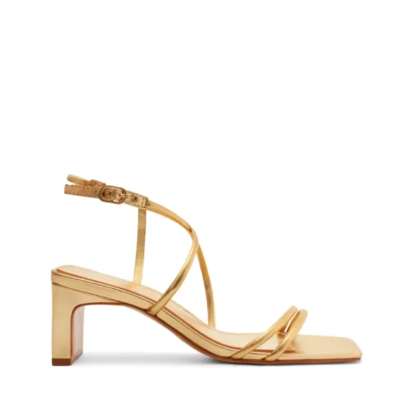 Aimee Block Leather Sandal - Gold
