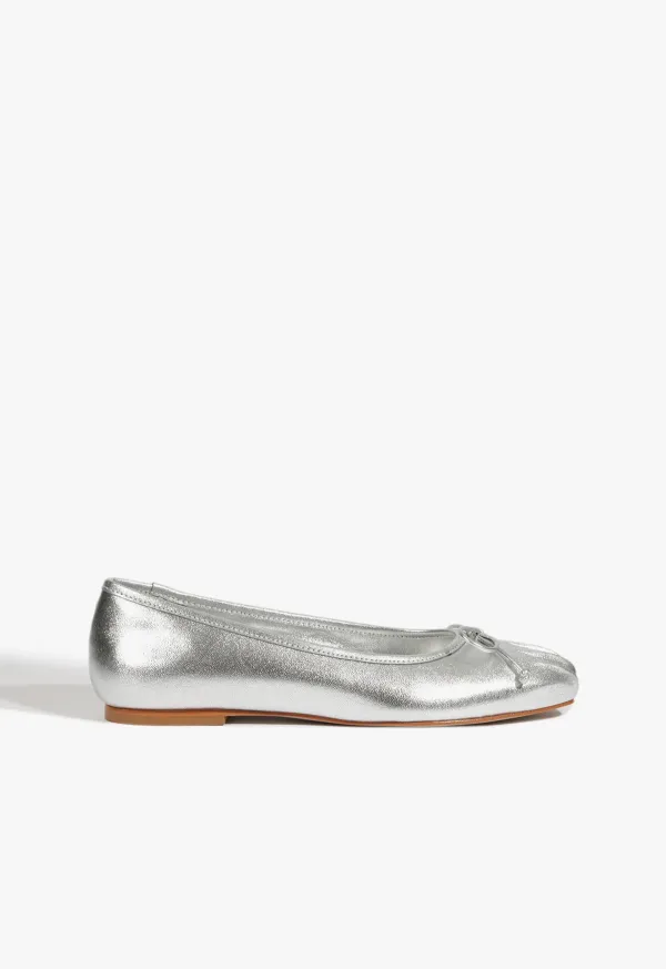 Arissa Draped Ballet Flat - Silver