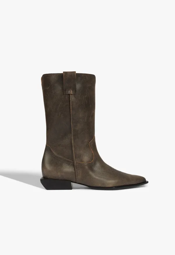 Ashley Leather Bootie - Black