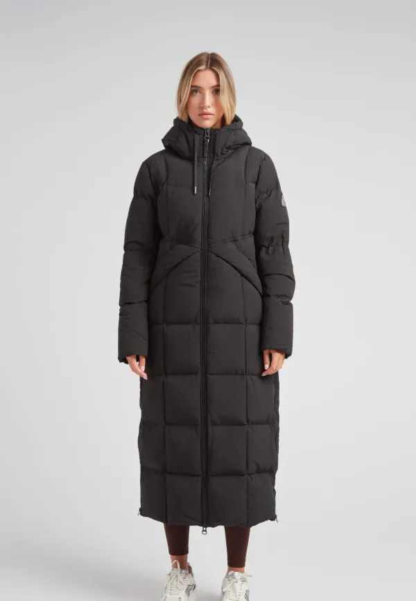Black Star Extra Long Down Coat Matt Black