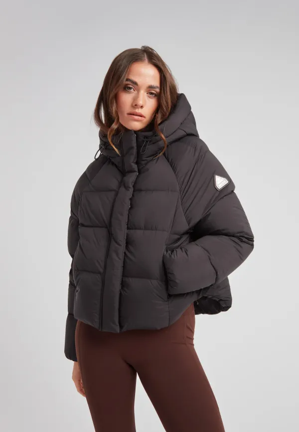 Cloud Crop Down Puffer Jacket Black - Black/Stone