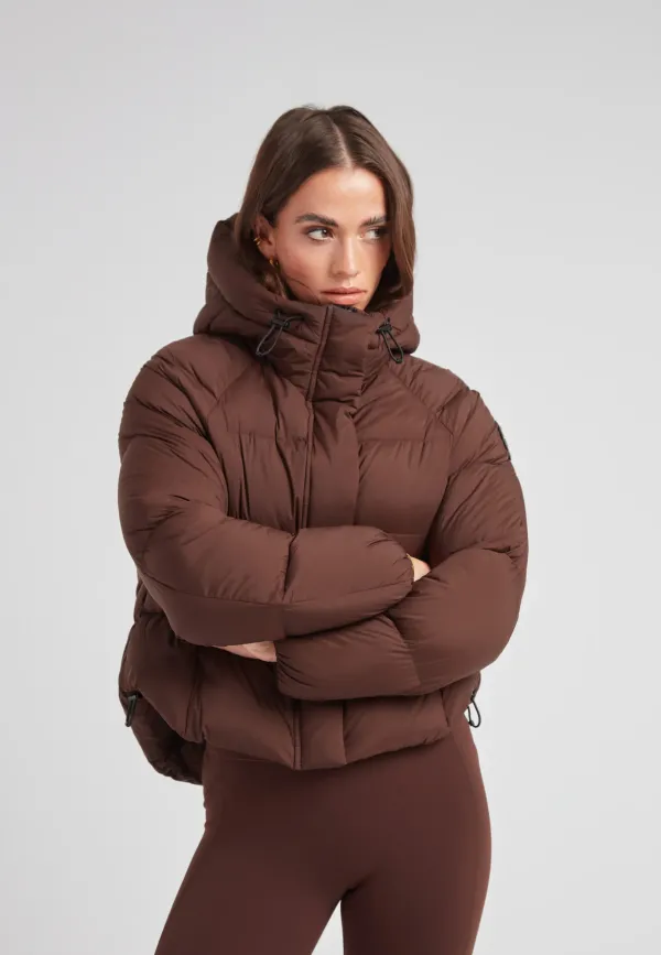 Cloud Crop Down Puffer Jacket Mocha - Mid Brown