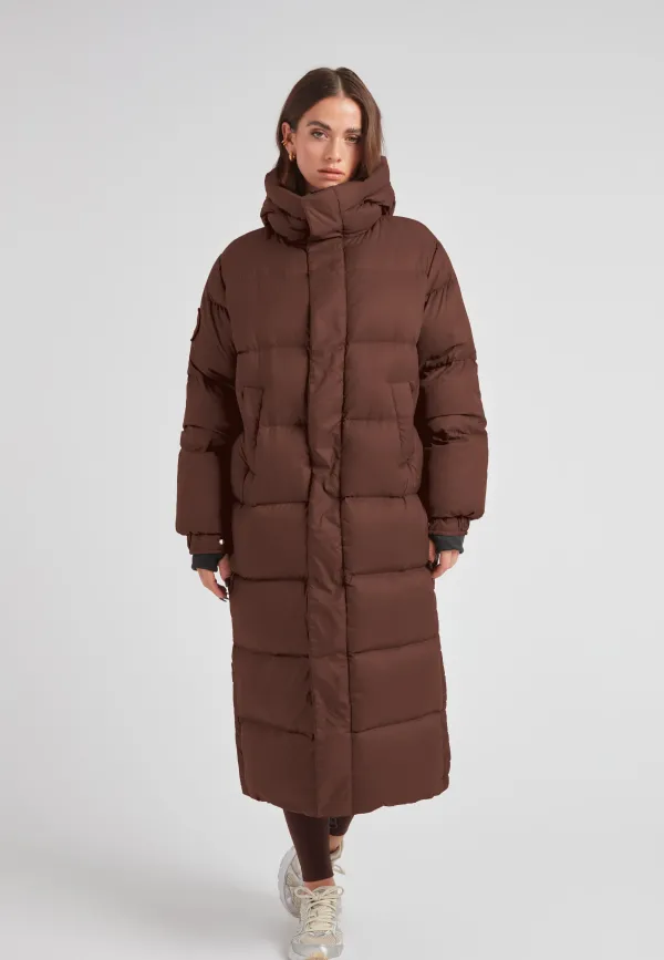 Cocoon Ultra Long Down Coat Mid Brown
