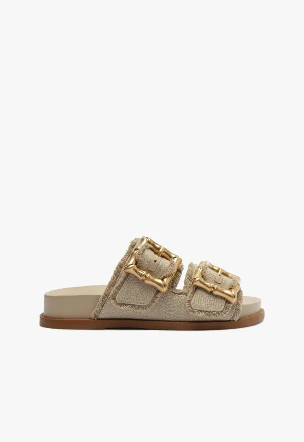 Enola Sporty Linen Sandal - Oyster