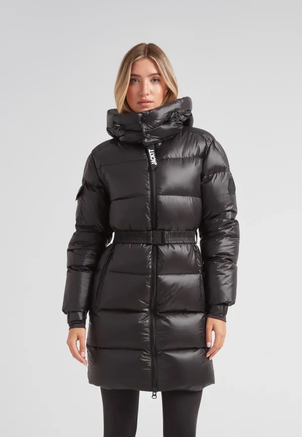 EZ Belted Down Puffer Coat Lux Black - Black/Black