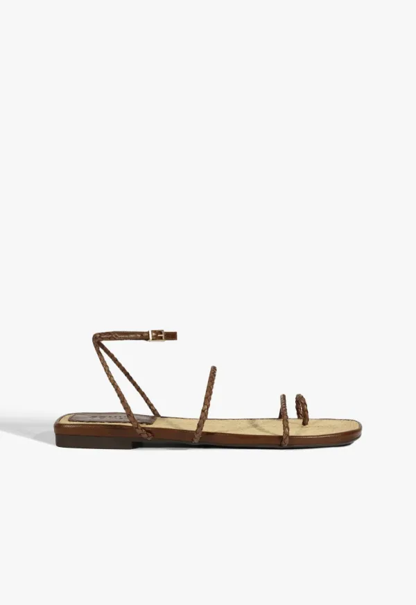 Kaya Brown Leather Flat Sandal
