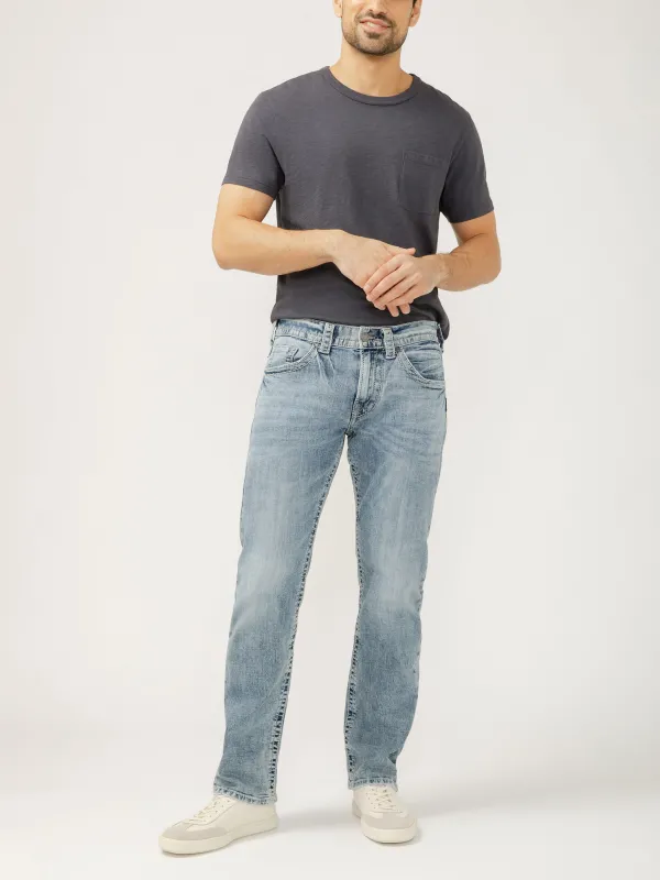 Mens Eddie Relaxed Fit Slim Straight Jeans (Indigo) Size 42 by Silver Jeans - Blue