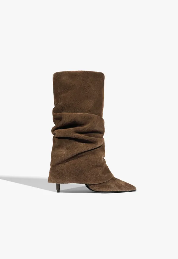 Mikki Cloak Suede Bootie - Pecan Brown