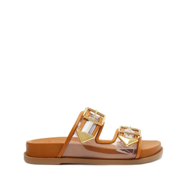 Naomi Sporty Vinyl & Metallic Sandal - Brown