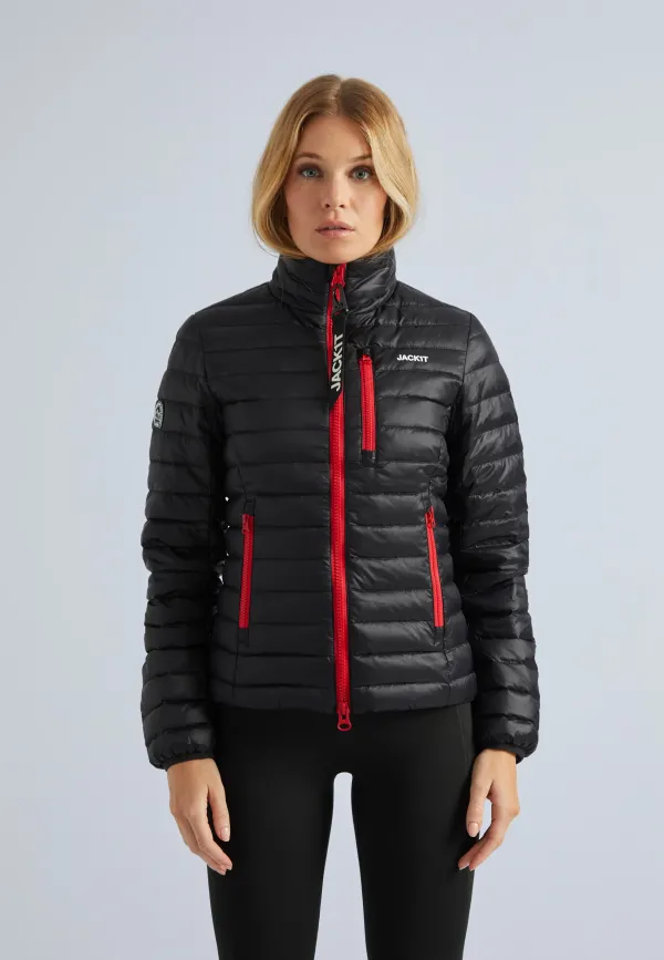 SATEL1TE Funnel Down Jacket - Black/Red