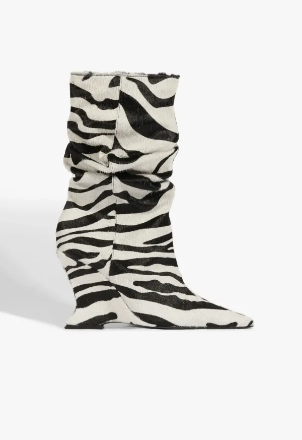 Siena Slouch Calf Hair Bootie - Zebra Print