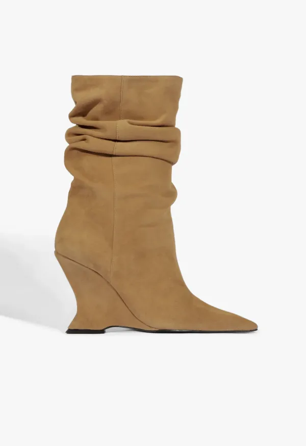 Siena Slouch Suede Bootie - Wood