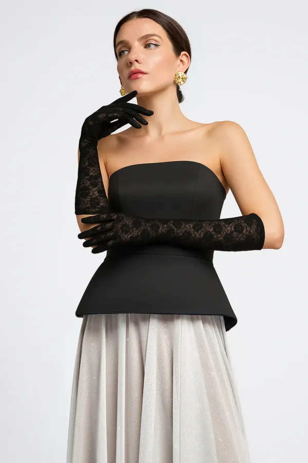 Stretch Lace Gloves - Black