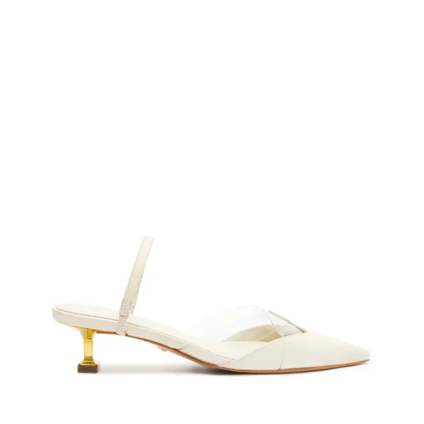 Tori Kitten Vinyl & Leather Pump - Pearl