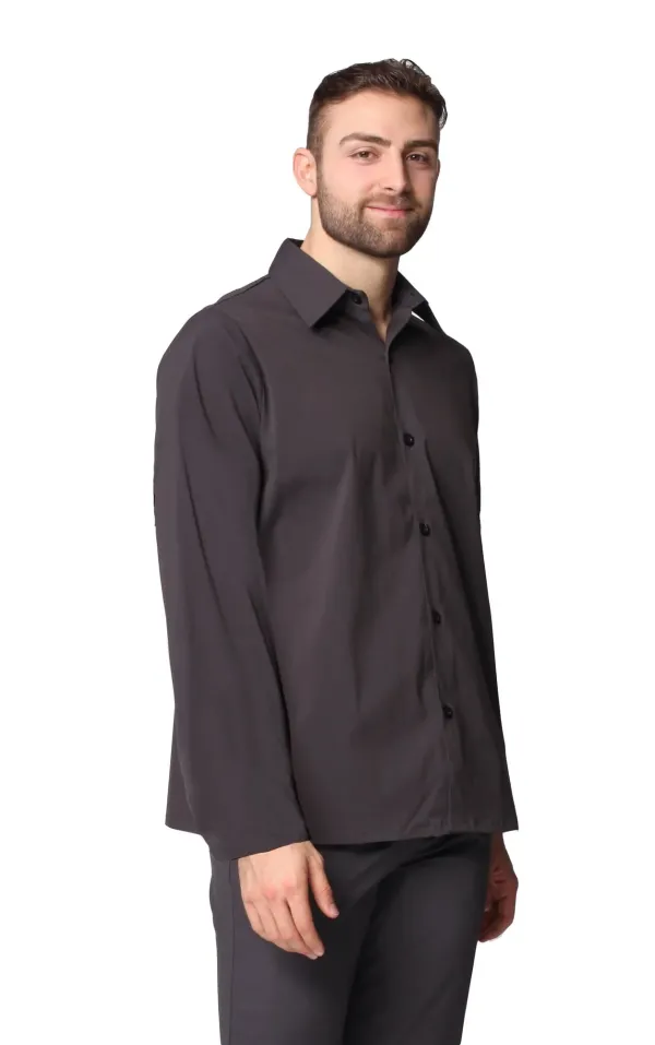 Unisex Shirt Collar Long Sleeve