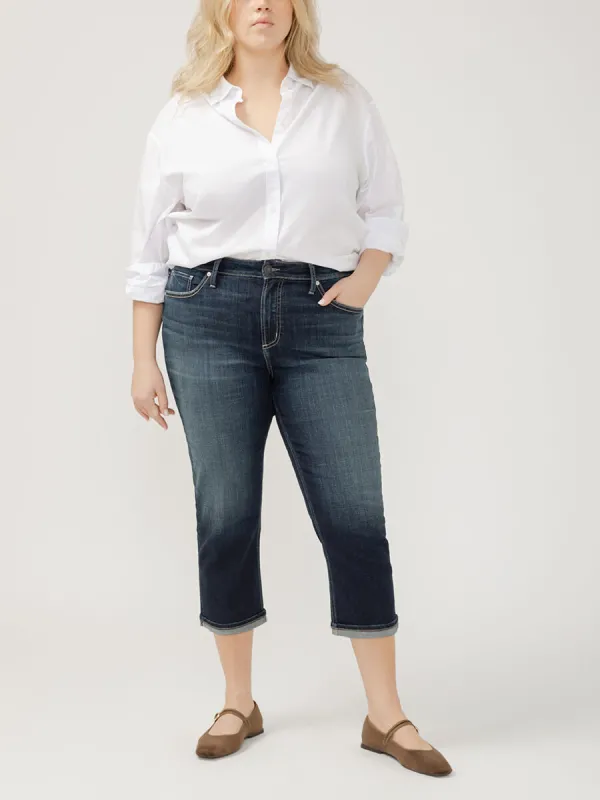 Womens Avery High Rise Luxe Stretch Capri Plus Size (Indigo) Size 12W by Silver Jeans - Blue