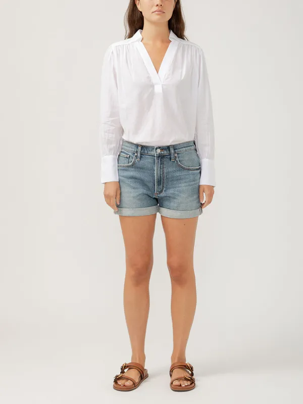 Womens Boyfriend Mid Rise Short (Indigo) Size 33 by Silver Jeans - Blue