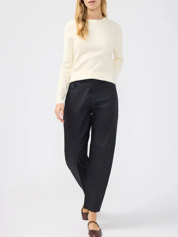 Womens High Rise Slim Barrel Leg Coated Jeans (Black) Size 27 by Silver Jeans