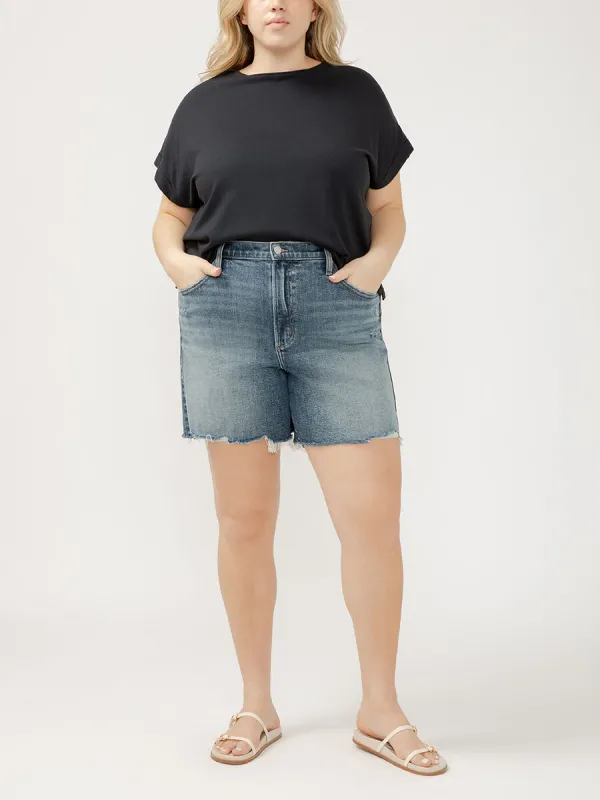 Womens Highly Desirable High Rise Long Shorts Plus Size (Indigo) Size 14W by Silver Jeans - Blue