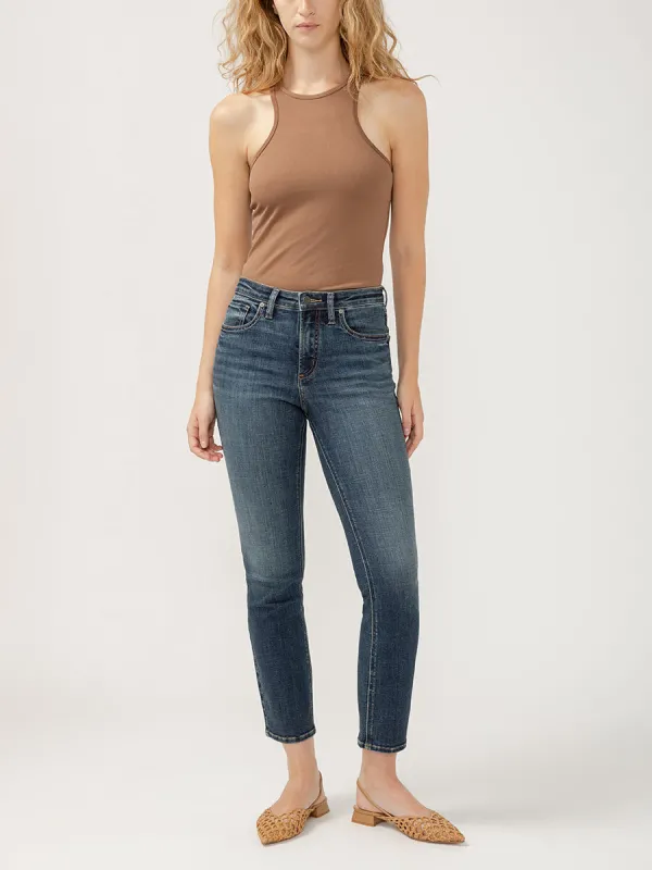 Womens Most Wanted Mid Rise Ankle Straight Jeans (Indigo) Size 24 by Silver Jeans - Blue