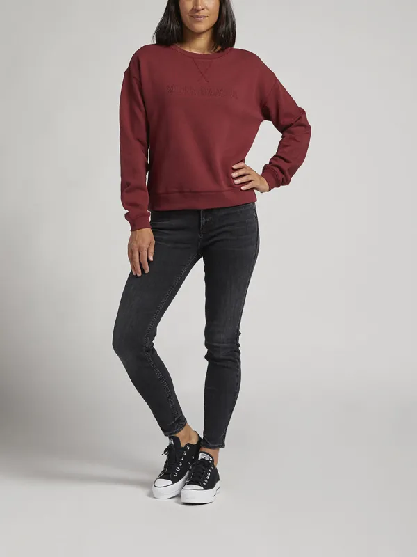 Womens Womens Crewneck Sweatshirt (Burgundy) Size XS by Silver Jeans