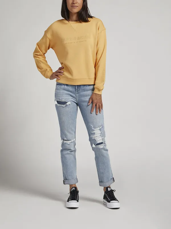 Womens Womens Crewneck Sweatshirt (Honey) Size L by Silver Jeans