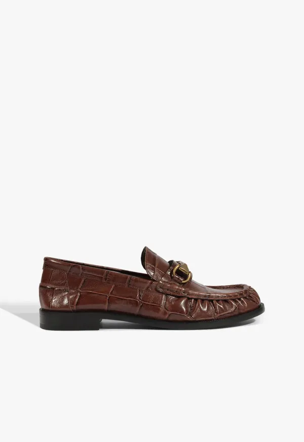 Yasmina Croc Flat - Root Brown