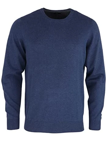 004420 Men's Crew Neck Pullover Plain Elastic Waistband - Blue - XX-Large