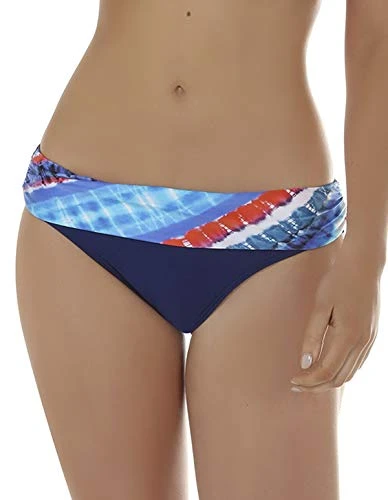 08-1350 Women's Crete Blue and Orange Bikini Bottom 14