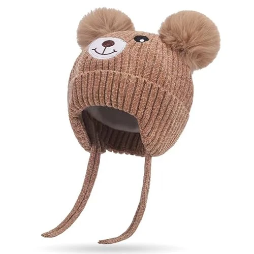 1-5 Years Baby Hat Beanie Knitted Hat Autumn Winter Hat Earflap and Ties Baby Girl Winter Hat Balaclava Baby Girl Girl Hat Winter, b, One Size Fits All