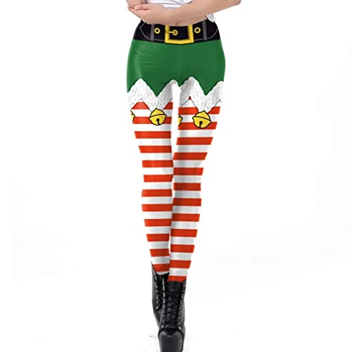 1 Pair Christmas Elf Tights Winter Tights Elf Leggings Xmas Legging Womens Red Leggings Yoga Trouser Pants for Women Fitness Leggings Miss Polyester (polyester) Striped Pants Photo