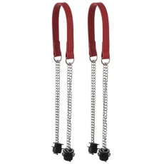 1 Pair Women Flat Faux Leather Handbag Chain Handles Adjustable Shoulder Strap Replacement Red One Size
