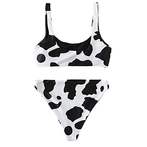 1 Set Cow Bikini Women’s Bathing Suits Swimsuit Dress for Women Womans Suit Swimwear Tank Tops for Women Cow Print for Women Bathing Suit Charming Beachwear Women Bikini Black