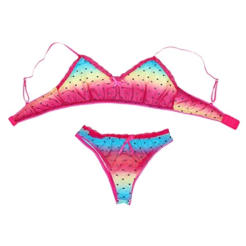 1 Set Set Female Bikini Rainbow Bikini Womens Temptation Kit Womens Dress Suits for Beach Spandex Rose Color