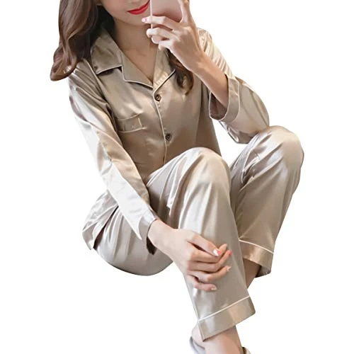 1 Set Womens Sleepwear Womans Suit Nightgown for Women Woman Suit Womens Night Gown Women Pajama Plus Size Nightgown Women Suits Women's Spring and Fall Underwear Set Gold