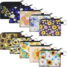 10 Pieces Small Coin Purse Boho Change Purse Pouch Mini Wallet Coin Bag with Zipper for Women Girls (Sunflower Series) 10 Pieces Small Coin Purse Boho Change Purse Pouch Mini Wallet Coin Bag with Zipper for Women Girls (Sunflower Series)