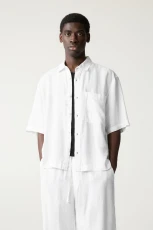100% Linen Boxy Fit Shirt - Off white