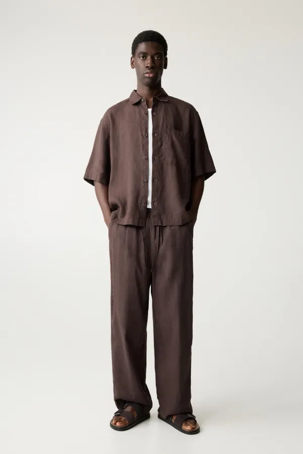 100% Linen Joggers - Brown