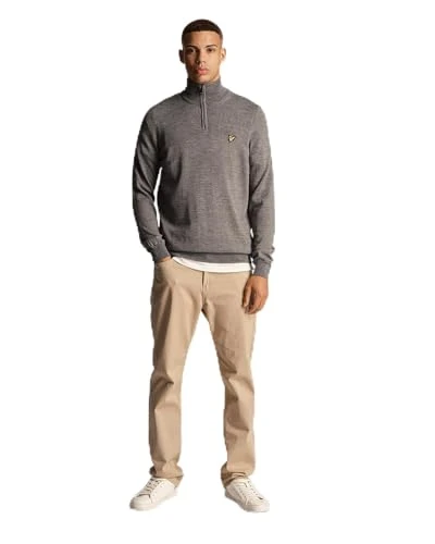 1/4 Zip Merino Mix Jumper Mid Grey Marl M