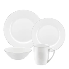Piece White Platinum Serendipity Fine Bone China Dinnerware Set