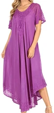 16611 - Helena Embroidered Nightgown/Women Sleepwear with Eyelet Sleeves - Purple - OS 16611 - Helena Embroidered Nightgown/Women Sleepwear with Eyelet Sleeves - Purple - OS