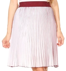 17252 - Amira Accordion Pleated Midi Crepe Slim Skirt with Elastic Waist - Burgundy/Pink - OS 17252 - Amira Accordion Pleated Midi Crepe Slim Skirt with Elastic Waist - Burgundy/Pink - OS