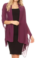 18225 - Jona Women Soft Sheer Chiffon Bridal Wedding Evening Scarf Shawl Wrap Stole - Plum - 7029 18225 - Jona Women Soft Sheer Chiffon Bridal Wedding Evening Scarf Shawl Wrap Stole - Plum - 7029