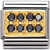 18ct Gold and Black Cubic Zirconia Classic Charm - Stainless Steel