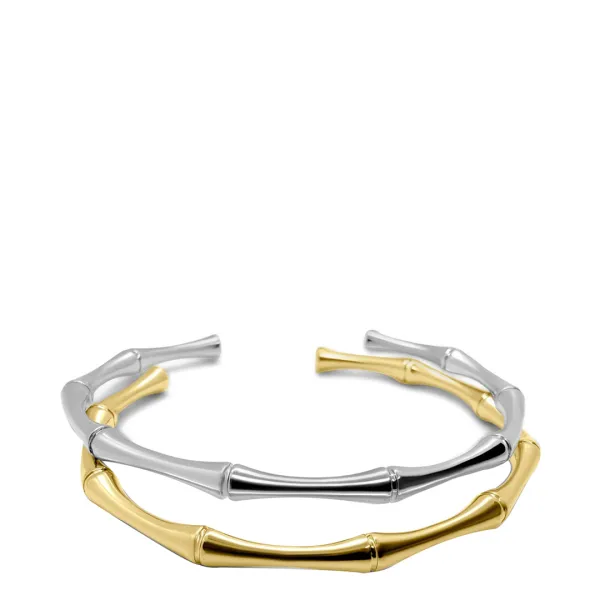 18K Gold &amp; Silver Cuff Bangle Set