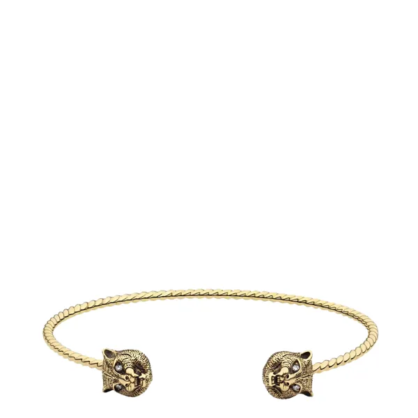 18K Gold Gucci Diamond Twist Tsavorite Cuff Bangle - Size L