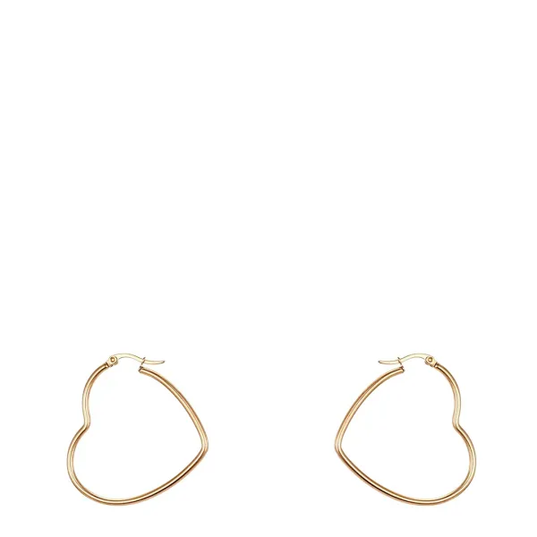18K Gold Heart Hoop Earrings