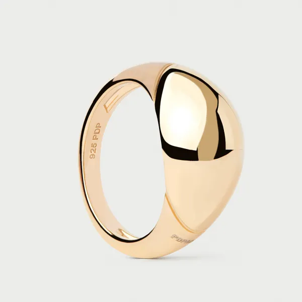 18K Gold Plated Bamboo Ring - Size L/M