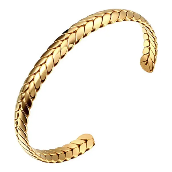 18K Gold Plated Textured Cuff Bangle