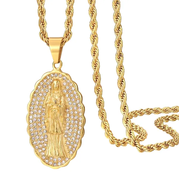 18K Gold Religious Cz Necklace